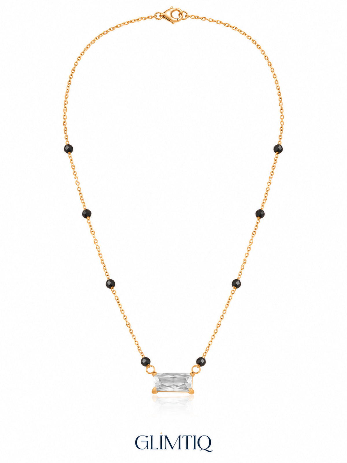 Baguette Solitaire 18K Gold Plated Mangalsutra — full chain