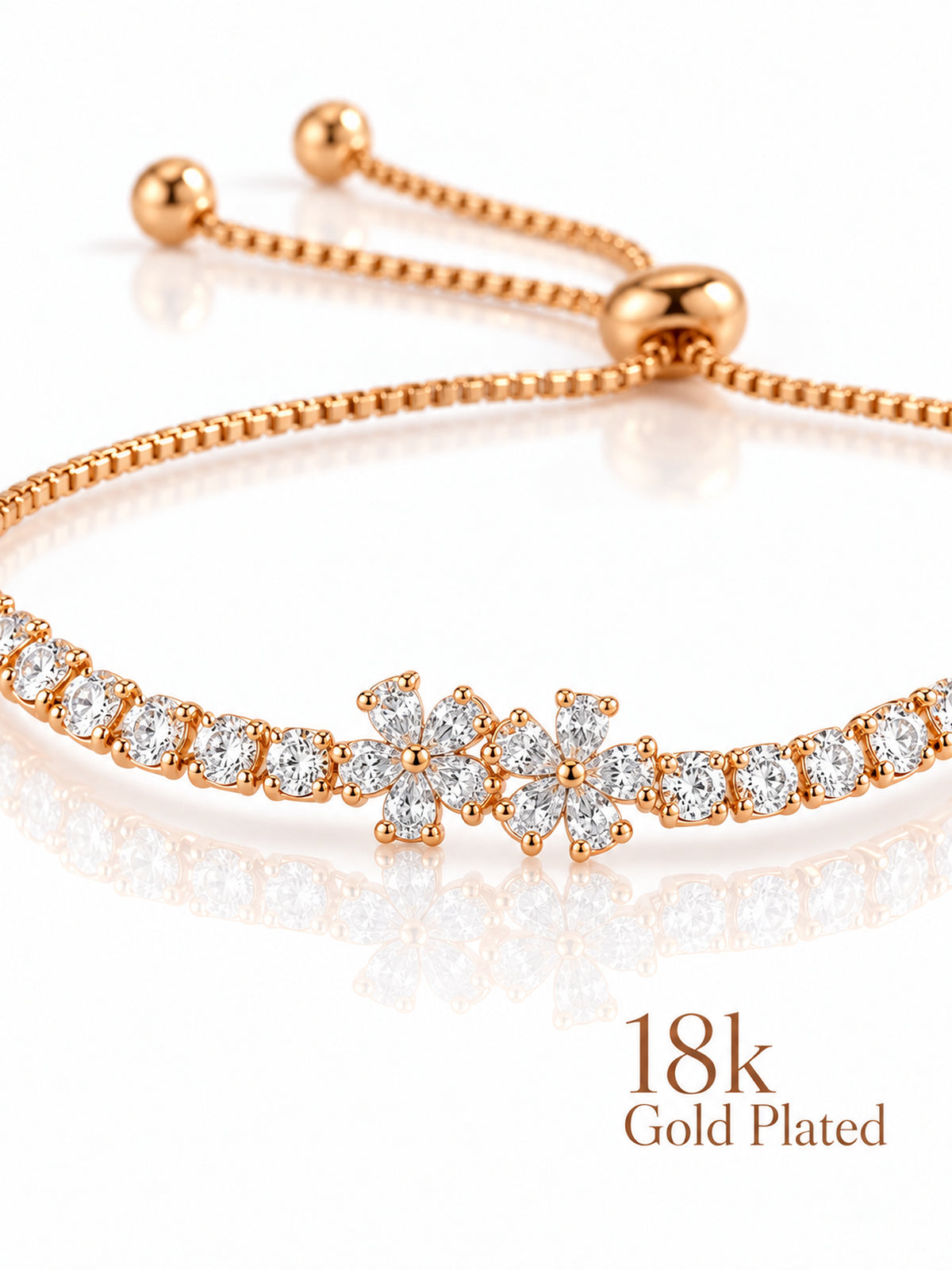 Golden Blossoms 18K Gold Plated Bracelet — closeup view