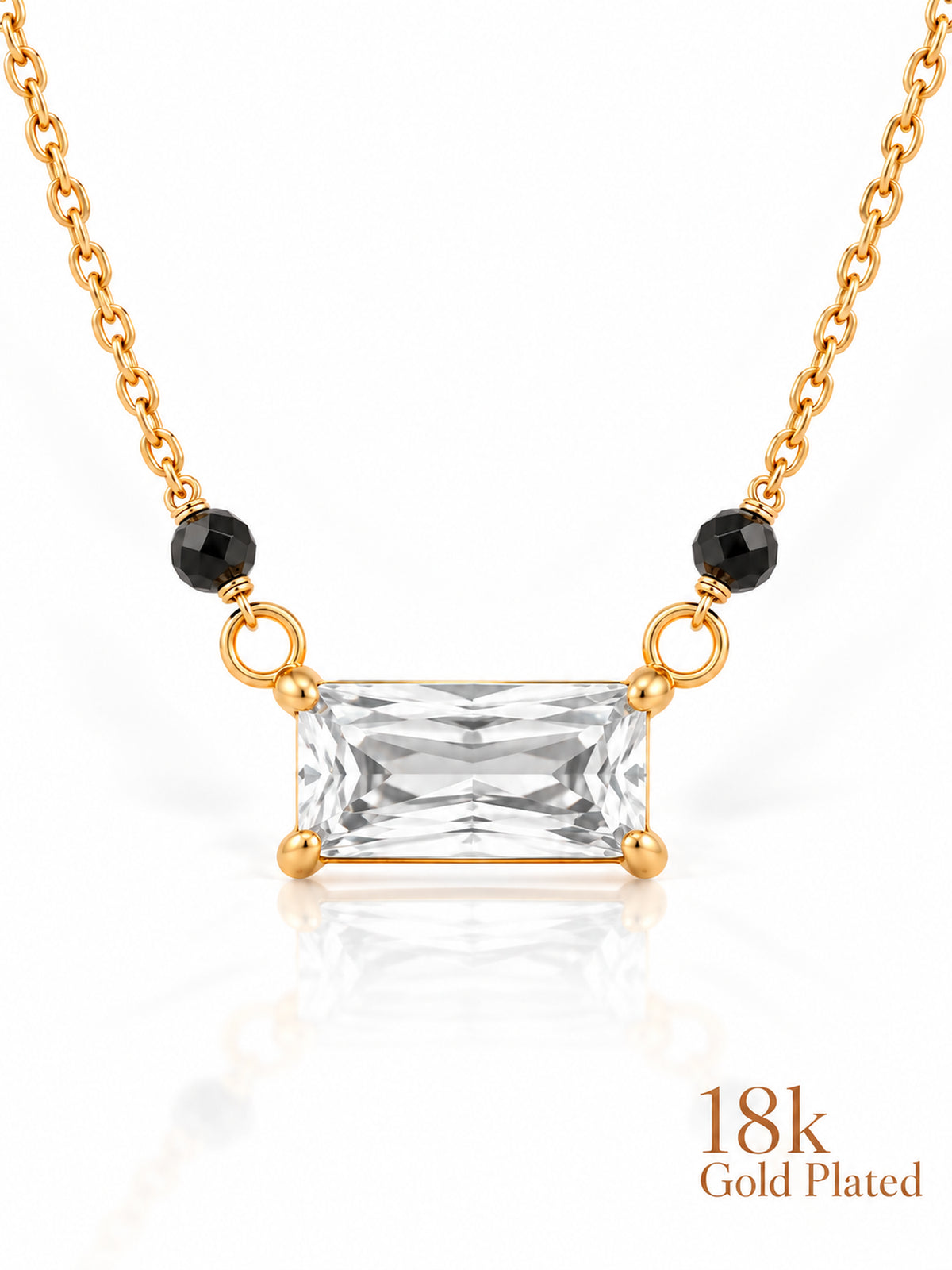 Baguette Solitaire 18K Gold Plated Mangalsutra — pendant close-up