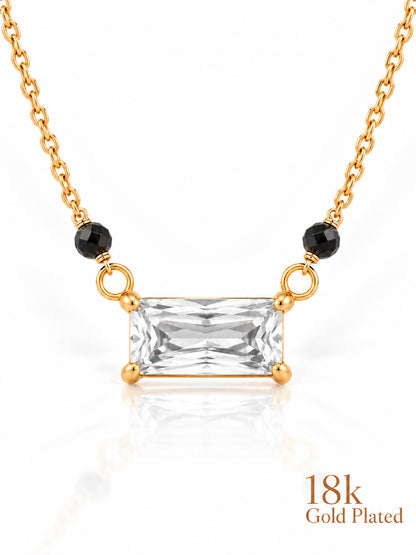 Baguette Solitaire 18K Gold Plated Mangalsutra — pendant close-up
