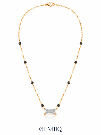 Baguette Solitaire 18K Gold Plated Mangalsutra — full chain