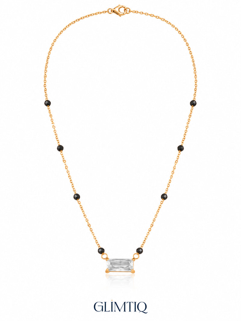 Baguette Solitaire 18K Gold Plated Mangalsutra — full chain