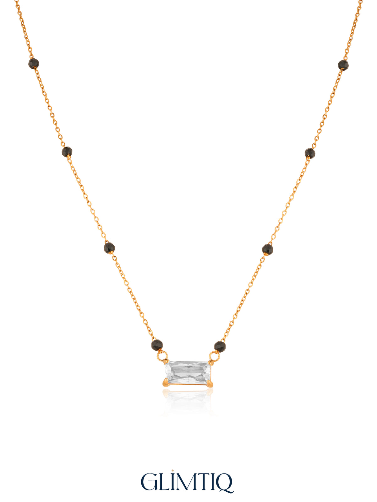 Baguette Solitaire 18K Gold Plated Mangalsutra — studio view