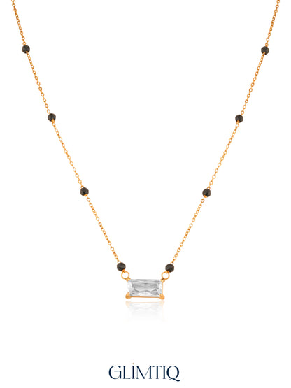 Baguette Solitaire 18K Gold Plated Mangalsutra — studio view