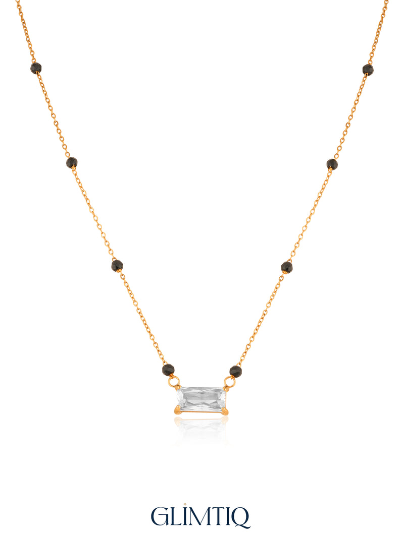 Baguette Solitaire 18K Gold Plated Mangalsutra — studio view
