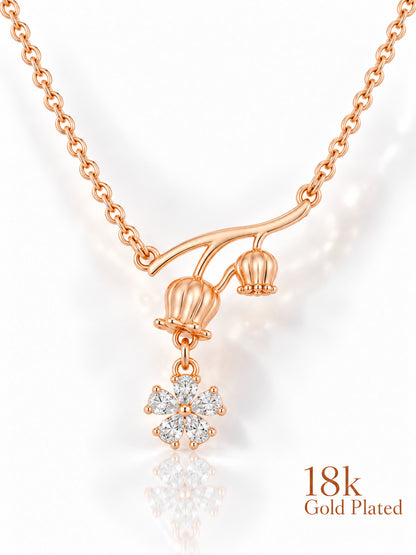 Bell Flower 18K Gold Plated Necklace pendant close-up