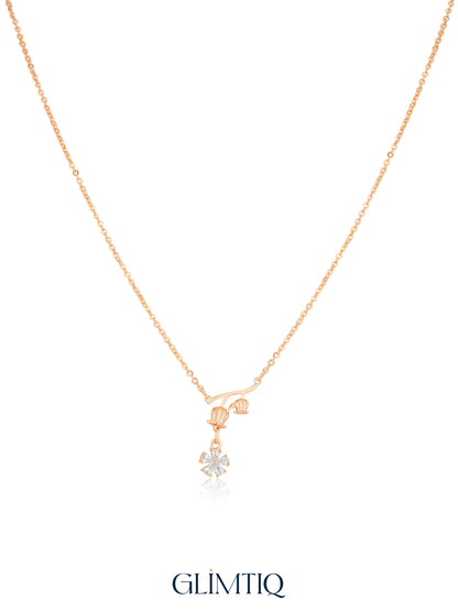 Bell Flower 18K Gold Plated Necklace studio view showing the front design and chain