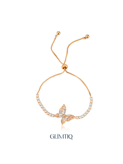 Blooming Butterfly 18K Gold Plated Bracelet — studio view