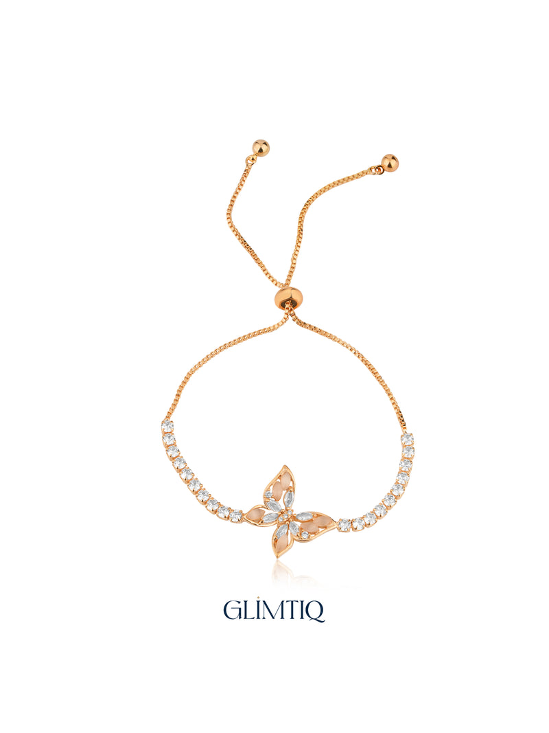 Blooming Butterfly 18K Gold Plated Bracelet — studio view