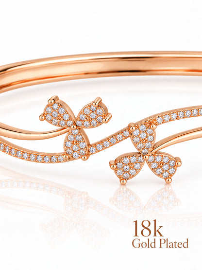 Blooming Floral 18K Rose Gold Plated Bracelet — closeup view