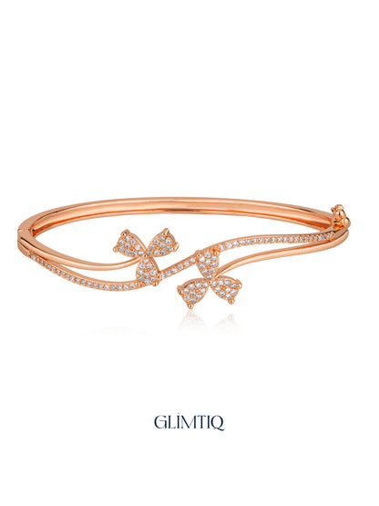 Blooming Floral 18K Rose Gold Plated Bracelet — studio view