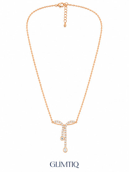 Full view of Bow Lariat 18K Gold Plated Necklace showing its chain, clasp and extender