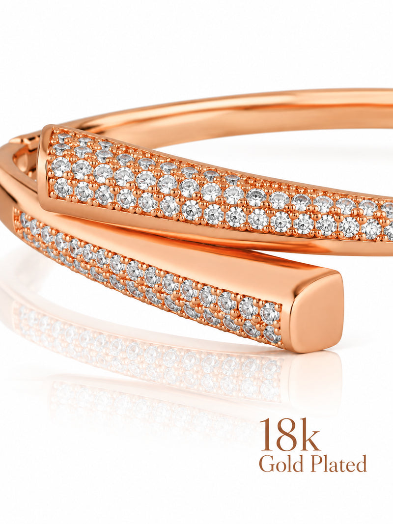 Crossed Brilliance 18K Rose Gold Plated Bracelet — closeup view