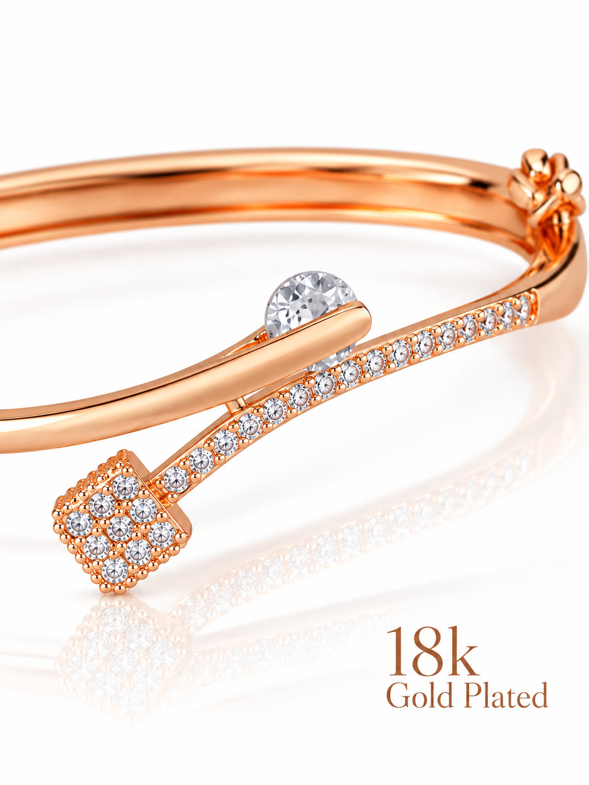 Crystal Cross 18K Rose Gold Plated Bracelet — closeup view