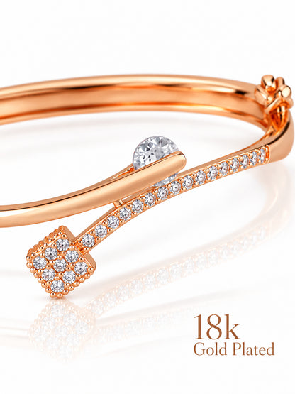 Crystal Cross 18K Rose Gold Plated Bracelet — closeup view