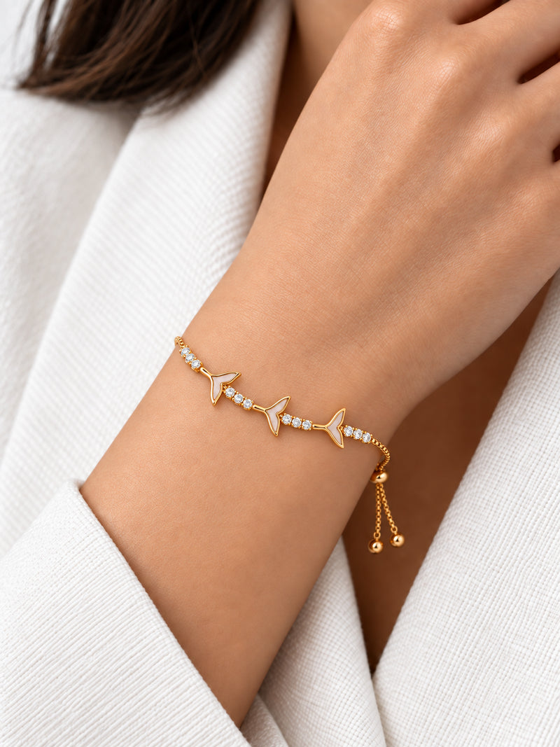 Fish Tail 18K Gold Plated Bracelet — model view