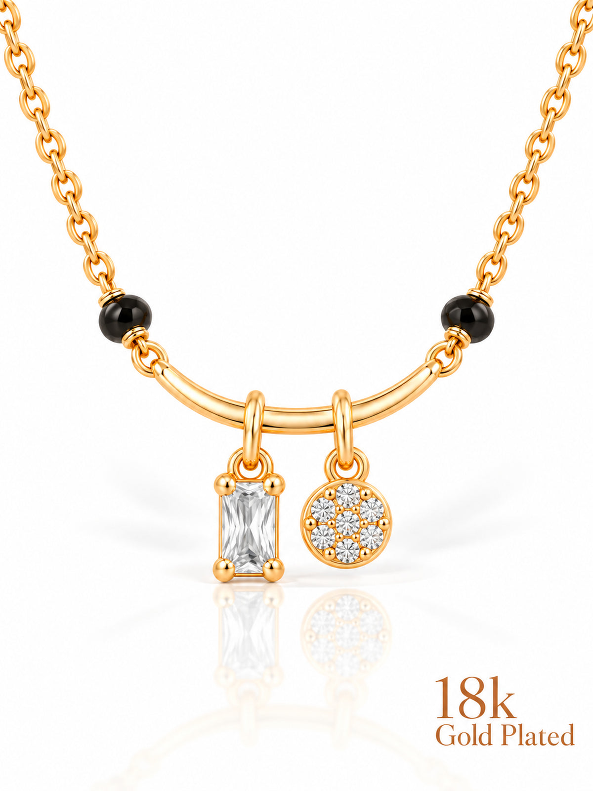 Baguette & Halo Drop mangalsutra closeup clear