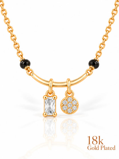 Baguette & Halo Drop mangalsutra closeup clear
