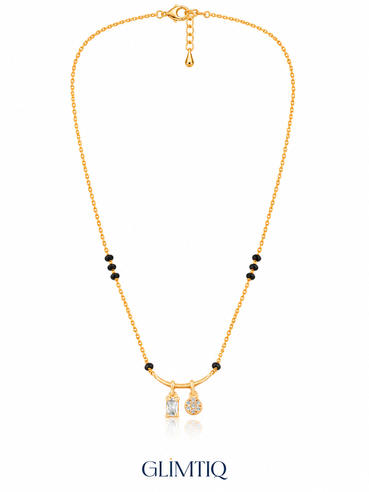 Baguette & Halo Drop mangalsutra full clear