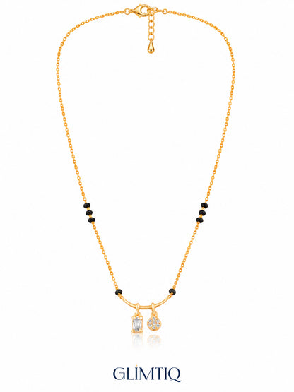 Baguette & Halo Drop mangalsutra full clear
