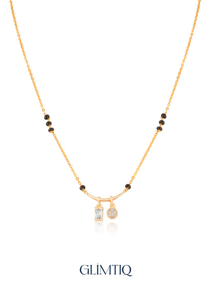 Baguette & Halo Drop mangalsutra studio clear