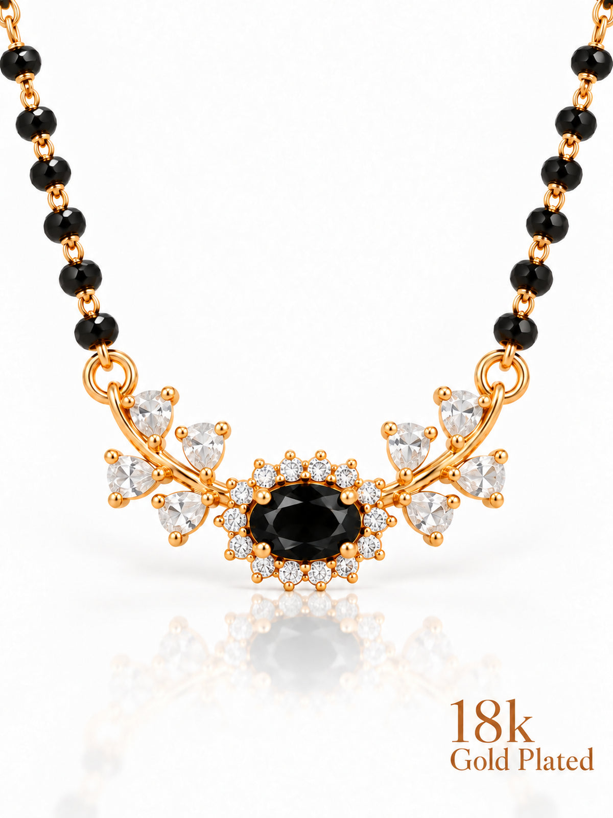 Floral Halo mangalsutra closeup black