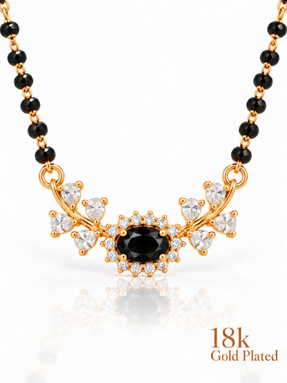 Floral Halo mangalsutra closeup black