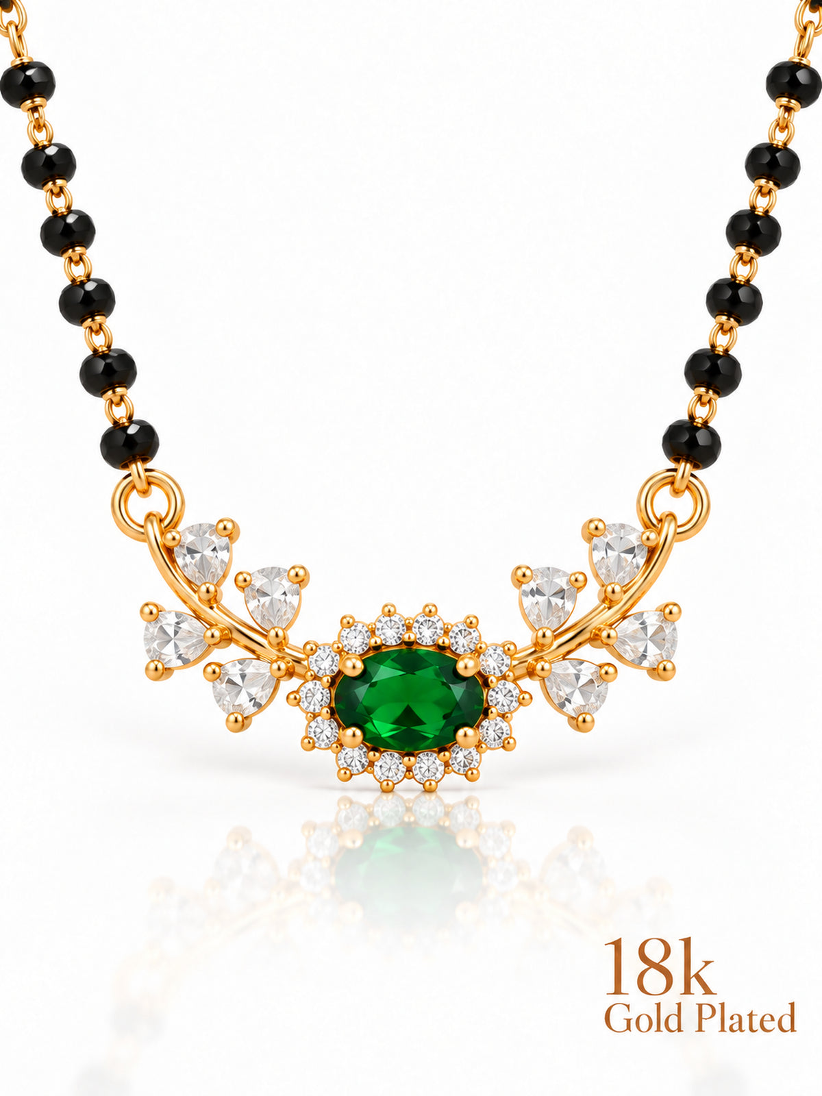 Floral Halo mangalsutra closeup green