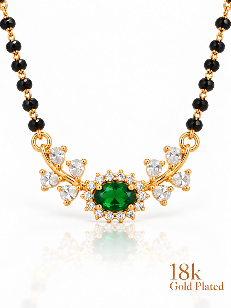 Floral Halo mangalsutra closeup green