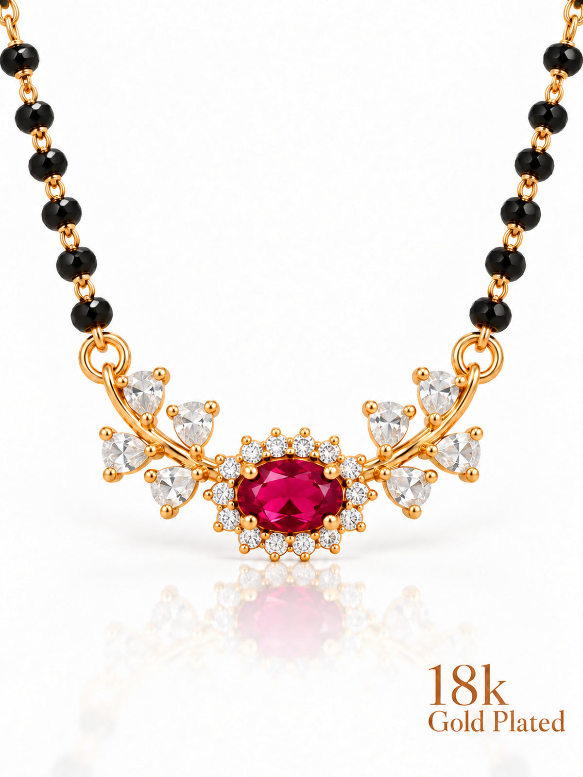 Floral Halo mangalsutra closeup red