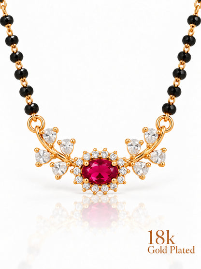 Floral Halo mangalsutra closeup red