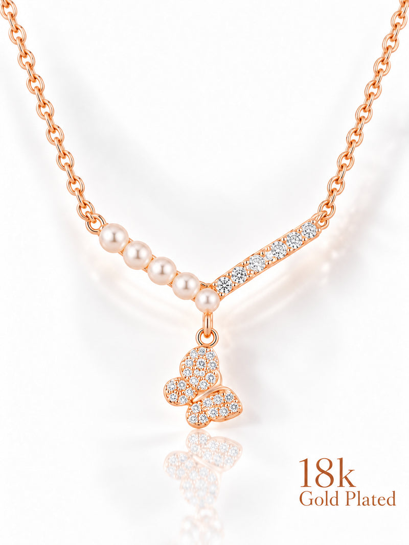 Little Butterfly Charm 18K Gold Plated Necklace pendant close-up