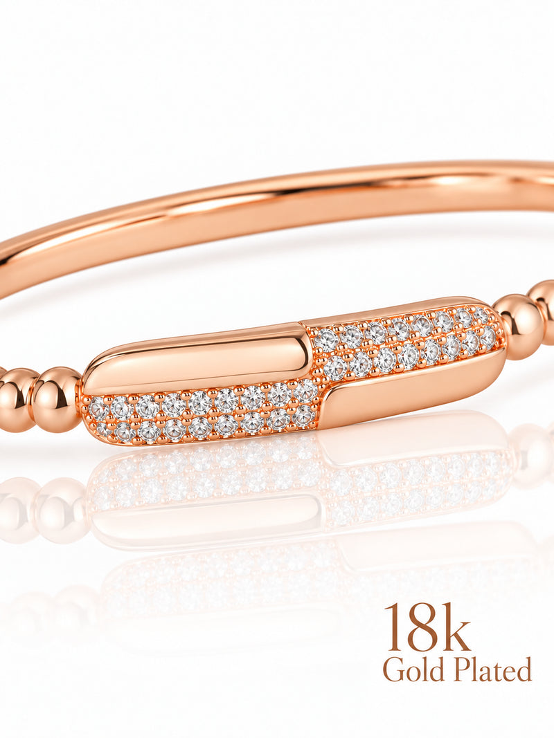 Luminous Embrace 18K Rose Gold Plated Bracelet — closeup view