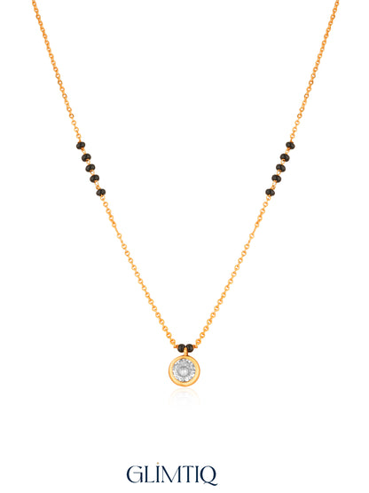 Round Bezel Solitaire 18K Gold Plated Mangalsutra studio view