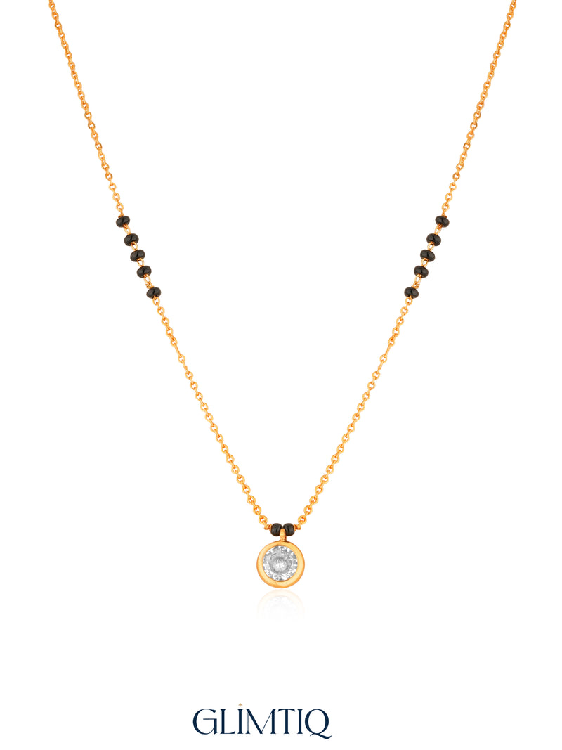 Round Bezel Solitaire 18K Gold Plated Mangalsutra studio view
