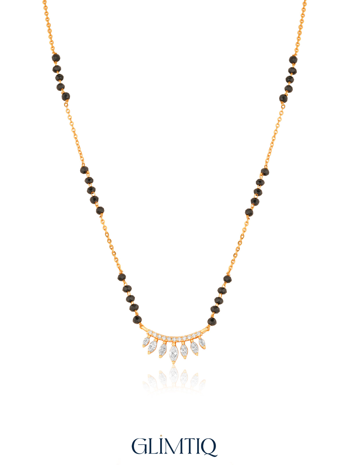 Marquise Fringe Arc 18K Gold Plated Mangalsutra studio view
