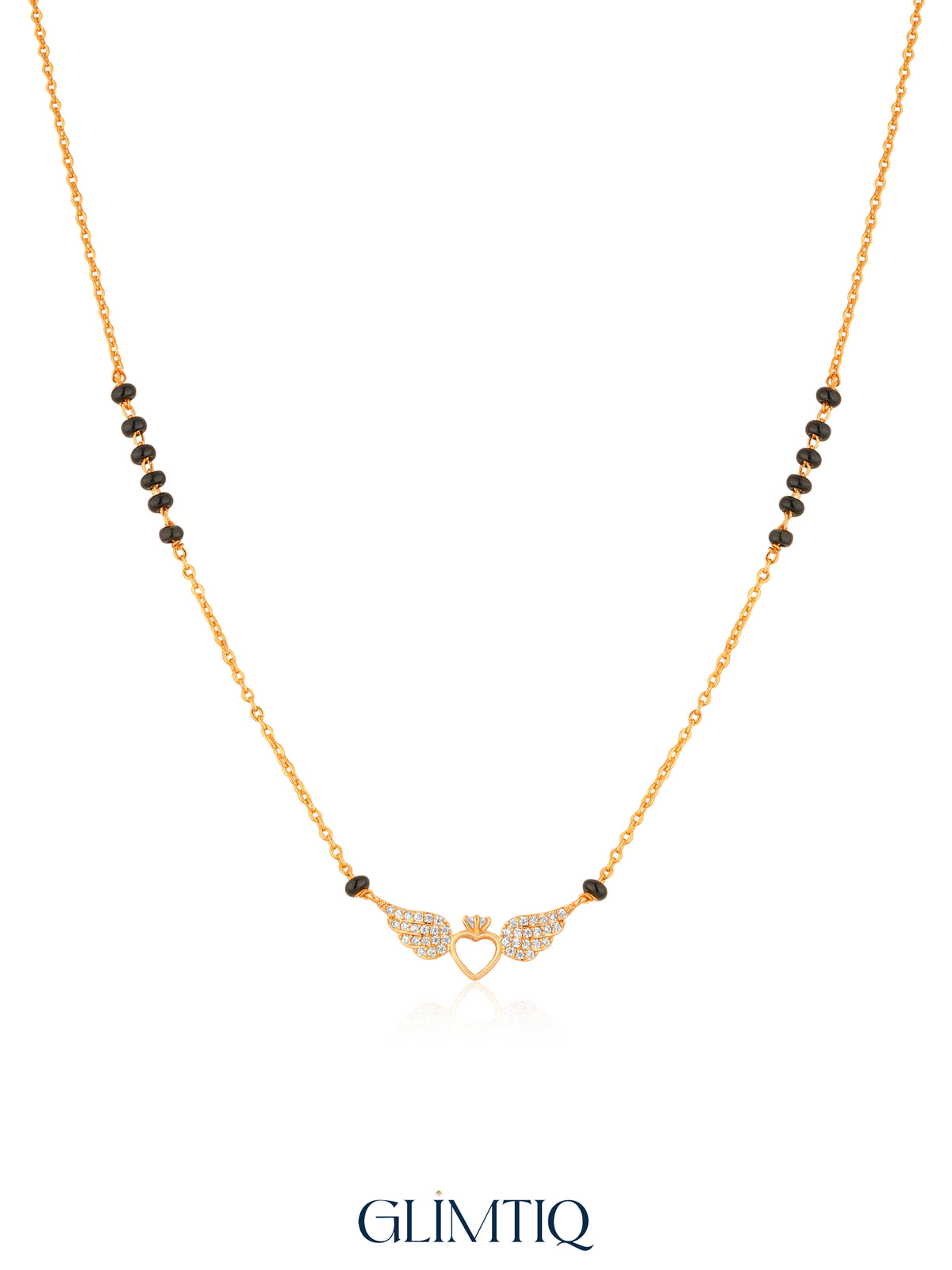 Angel Winged Heart 18K Gold Plated Mangalsutra studio view