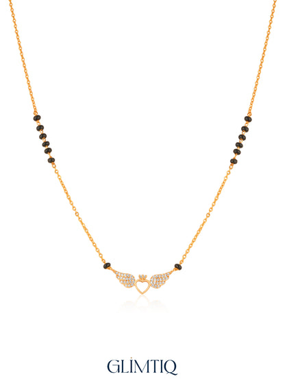 Angel Winged Heart 18K Gold Plated Mangalsutra studio view