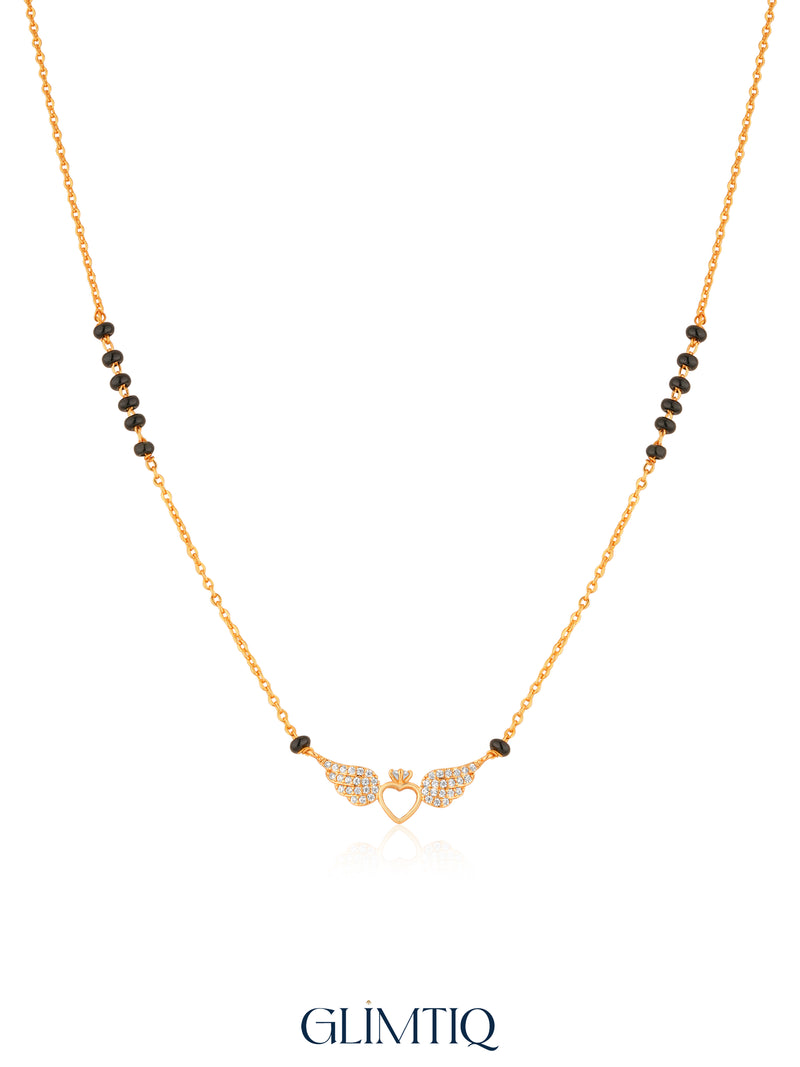 Angel Winged Heart 18K Gold Plated Mangalsutra studio view