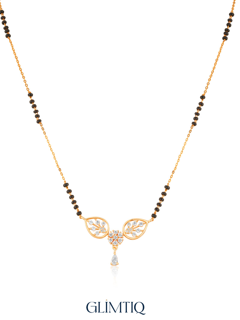 Botanical Blossom Dewdrop 18K Gold Plated Mangalsutra studio view