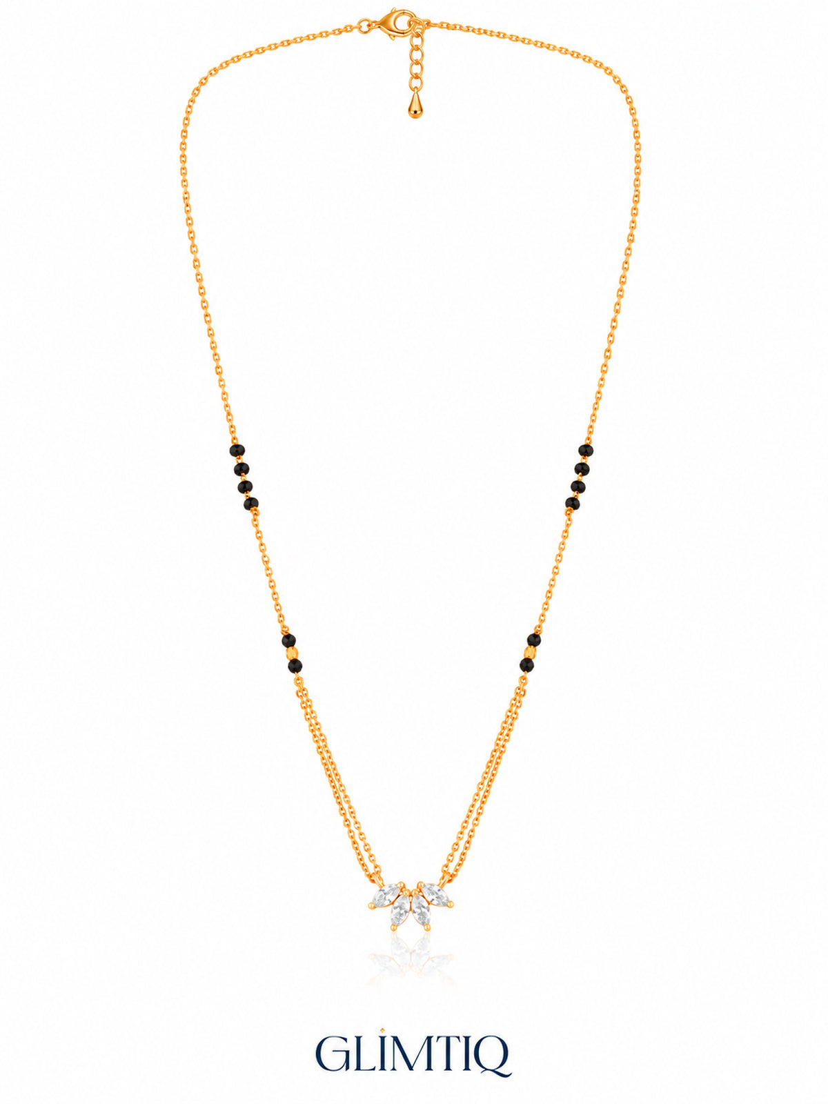 Marquise Fan Cluster 18K Gold Plated Mangalsutra — full v1