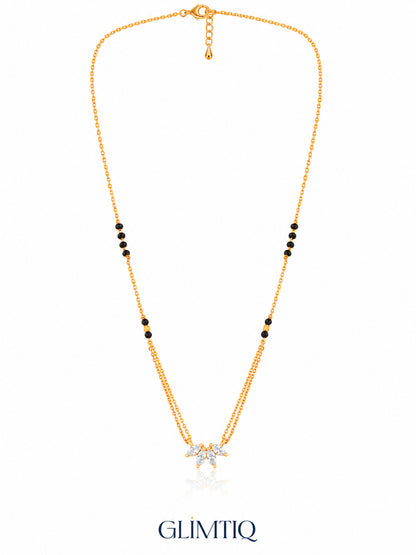 Marquise Fan Cluster 18K Gold Plated Mangalsutra — full v1