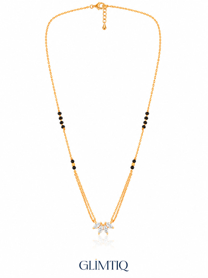 Marquise Fan Cluster 18K Gold Plated Mangalsutra — full v1