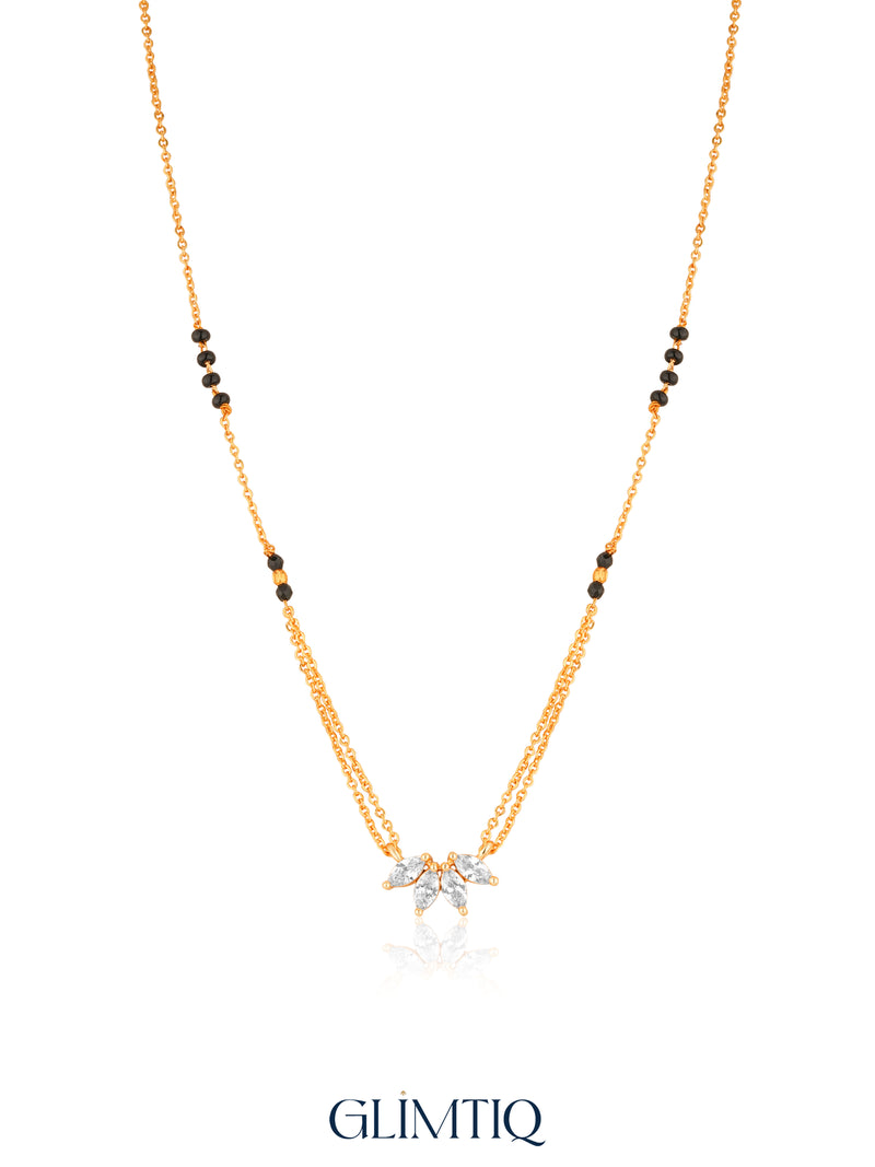 Marquise Fan Cluster 18K Gold Plated Mangalsutra — studio