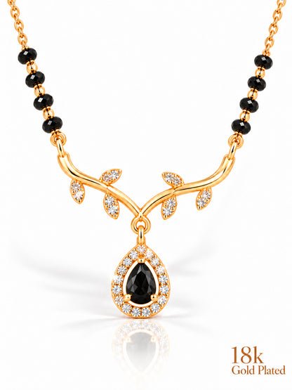 Botanical Vine Pear Drop mangalsutra closeup black v1