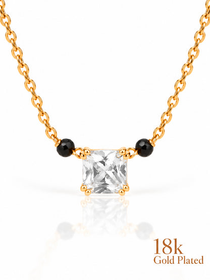 Cushion Solitaire 18K Gold Plated Mangalsutra — closeup v1
