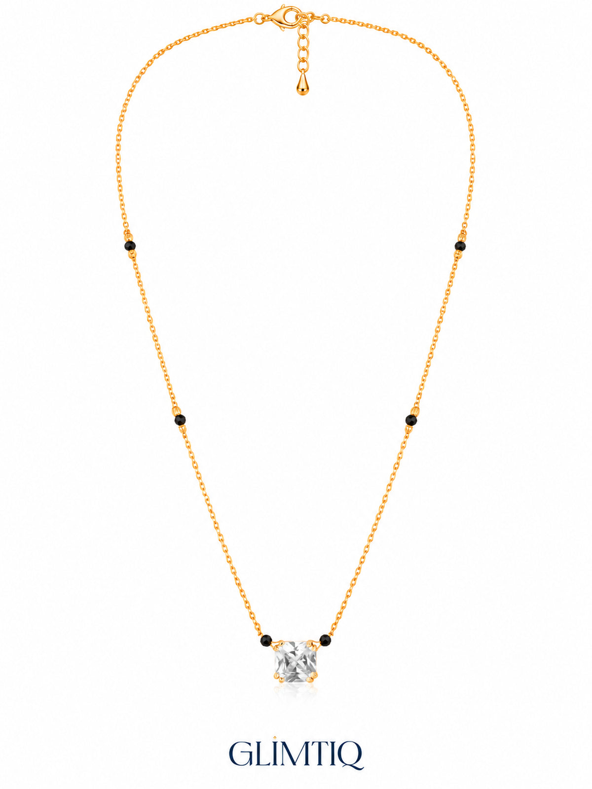 Cushion Solitaire 18K Gold Plated Mangalsutra — full v1