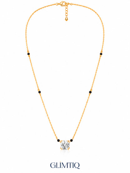 Cushion Solitaire 18K Gold Plated Mangalsutra — full v1