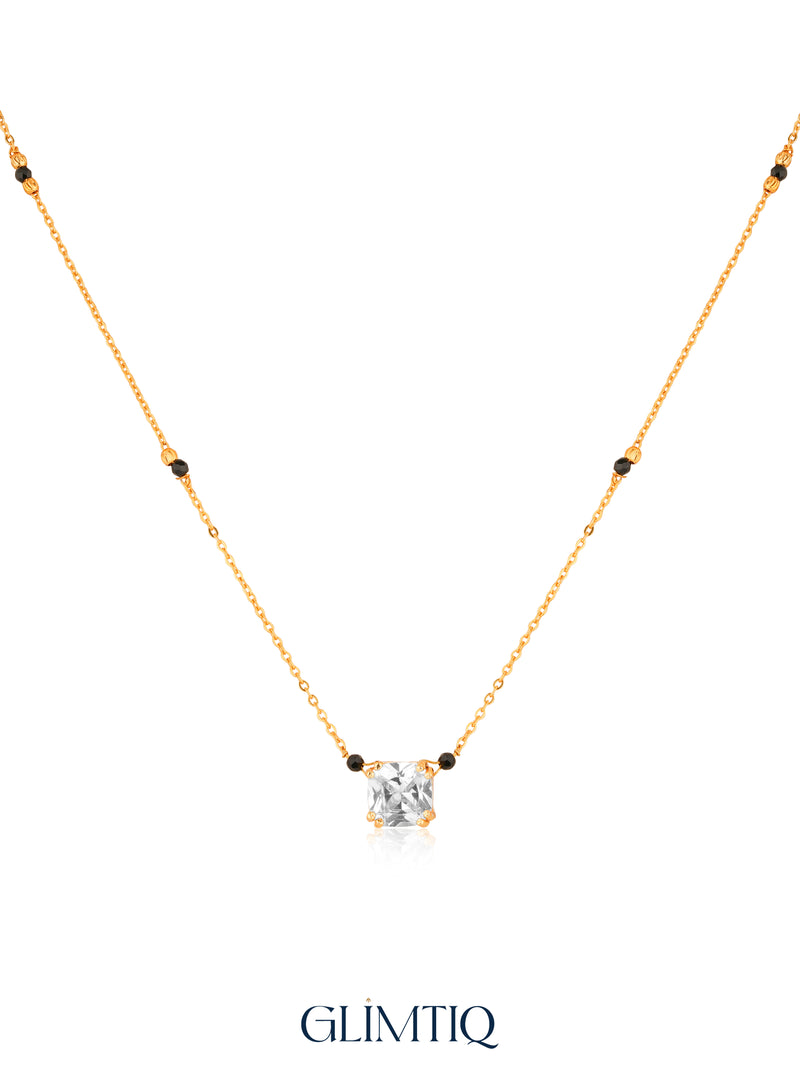 Cushion Solitaire 18K Gold Plated Mangalsutra — studio