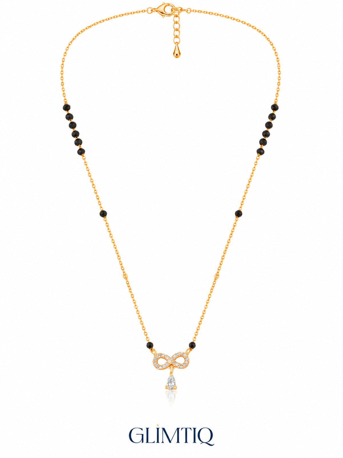 Infinity Pear Drop 18K Gold Plated Mangalsutra — full v1
